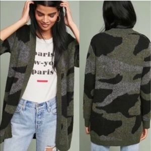 Anthropologie Green and Black Camouflage Sweater
